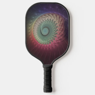 Raquette De Pickleball Art abstrait d'escargot moderne coloré fractal