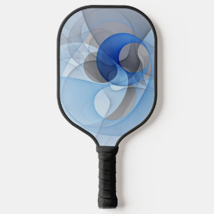 Raquette De Pickleball Art graphique fractal abstrait bleu gris moderne