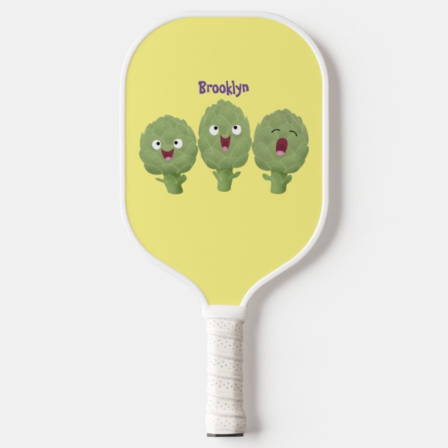 Raquette De Pickleball Artichauts chantants mignons dessin animé végétal (Recto)