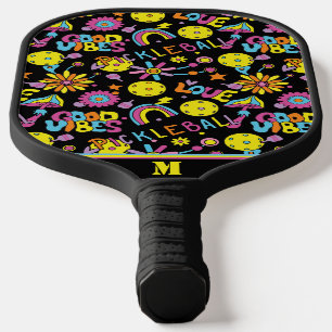Raquette De Pickleball Avec les années 90 initiales, Super, rétro, noir