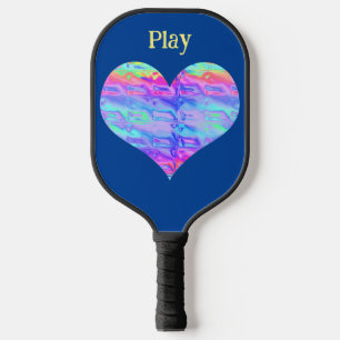 Raquette De Pickleball Awesome Chrome Metallic Neon Rainbow Heart