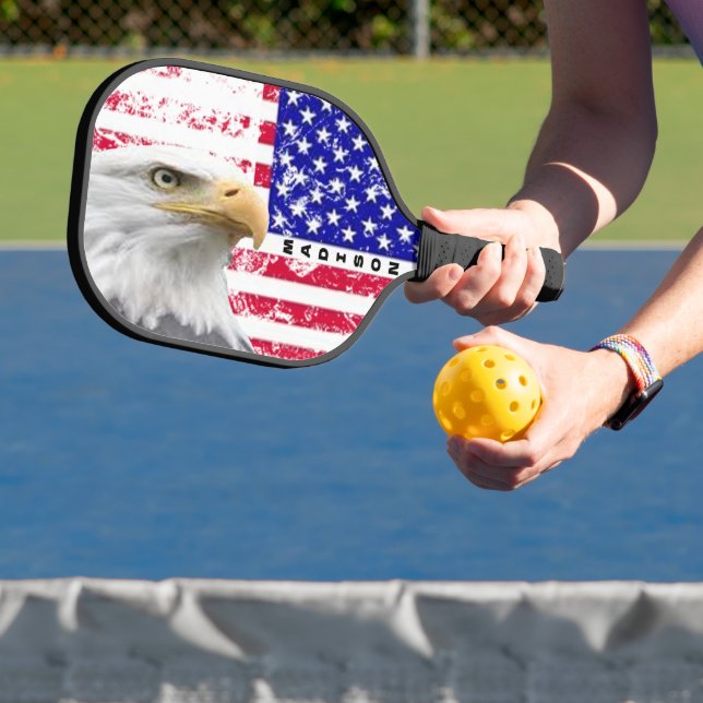 Raquette De Pickleball Bald Eagle Personalized American Flag (Insitu)