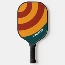 Raquette De Pickleball Bande circulaire Turquoise foncée rétro avec nom