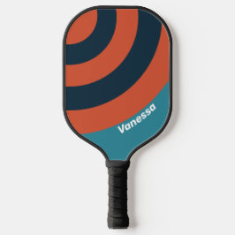 Raquette De Pickleball Bande circulaire Turquoise rétro avec nom