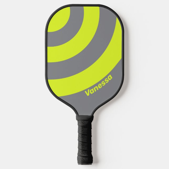Raquette De Pickleball Bande de trois cercles Retro HI VIS avec nom (Recto)