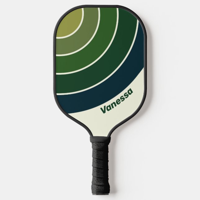 Raquette De Pickleball Bande verte à cinq cercles avec nom (Recto)