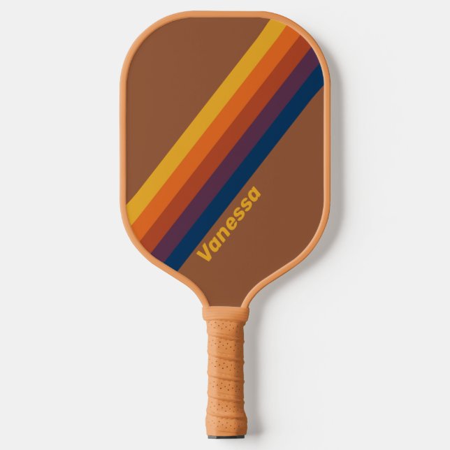 Raquette De Pickleball Bandes d'argile cuite au soleil avec nom (Recto)