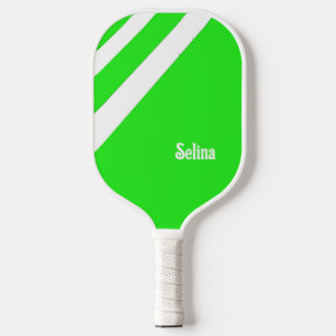 Raquette De Pickleball Bandes diagonales blanches sur la pagaie verte