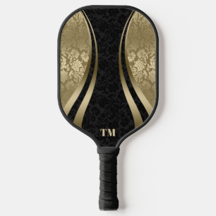 Raquette De Pickleball Bandes dynamiques noir et or Damas