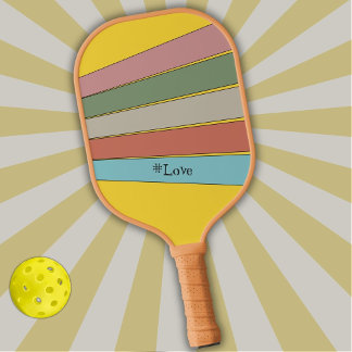 Raquette De Pickleball Bandes rétro en couleurs pastel sur jaune