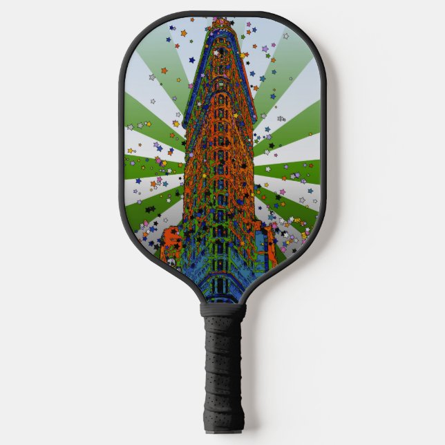 Raquette De Pickleball Bâtiment Flatiron - Rayons verts et blancs (Recto)