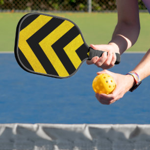 Raquette De Pickleball Bâtiment - Rayures dangereuses Noir et Jaune