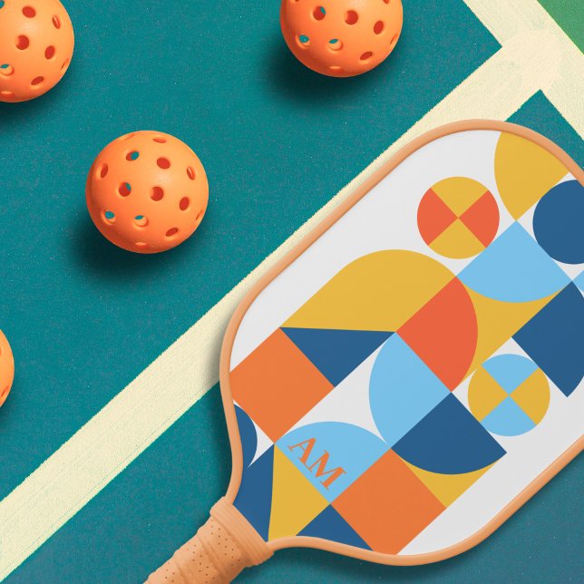 Raquette De Pickleball Bauhaus Motif esthétique personnalisée unique (Bauhaus Inspired Vintage Retro Pickleball Paddle)