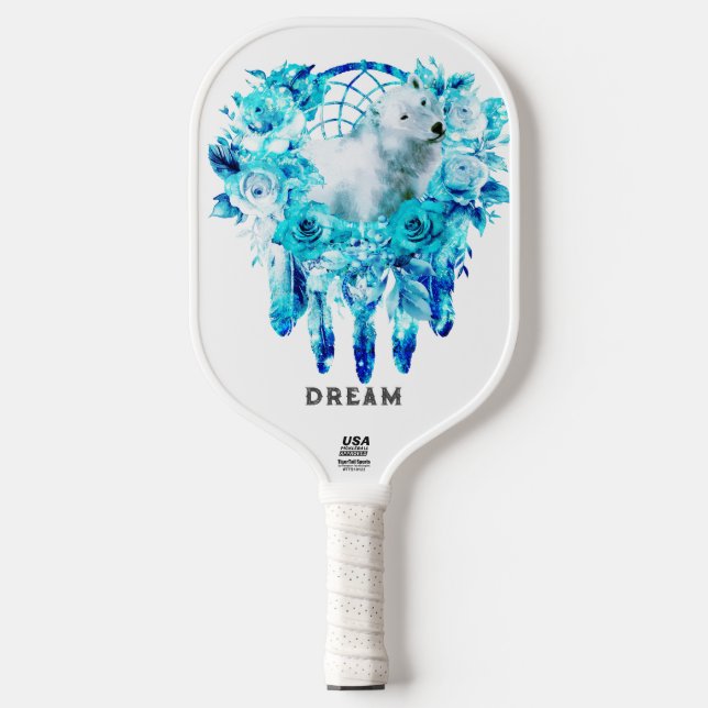 Raquette De Pickleball Bear Dreamcatcher Turquoise Ice Blue Floral (Recto)