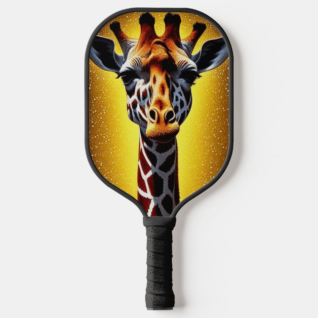 Raquette De Pickleball Belle Giraffe avec une Parties scintillant d'or (Recto)
