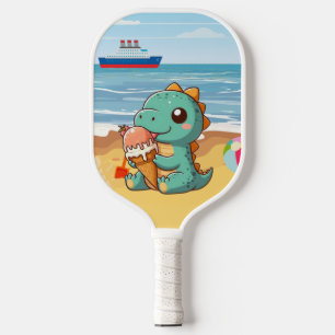 Raquette De Pickleball Belle glace manger dino à la plage
