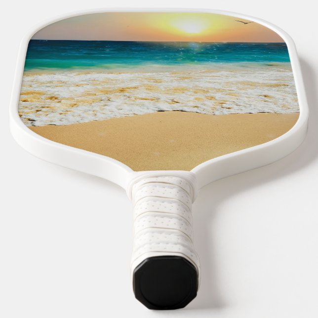 Raquette De Pickleball Belle plage d'été coucher de soleil (Poser)