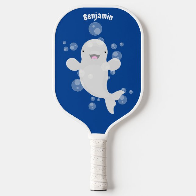 Raquette De Pickleball Béluga mignon bulles dessin de dessin animé (Recto)