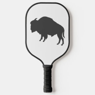 Raquette De Pickleball Bison gris de charbon Silhouette animal sauvage