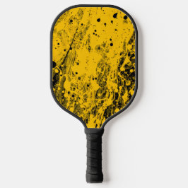 Raquette De Pickleball Black and Yellow Paint Splashes