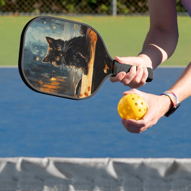 Raquette De Pickleball Black Cat and Cafe at Night (Insitu)