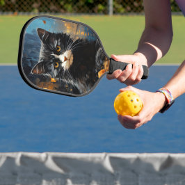 Raquette De Pickleball Black Cat and Cafe Terrace at Night