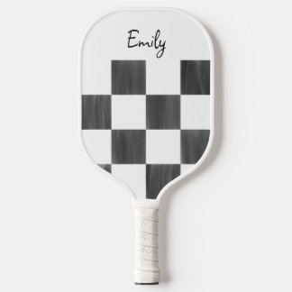 Raquette De Pickleball Blank Pink and White Checkerboard Personalized