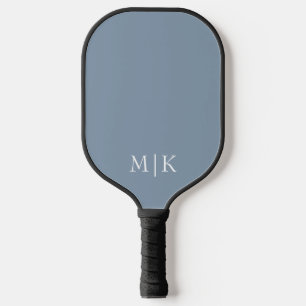 Raquette De Pickleball Bleu et blanc poussiéreux Monogramme moderne