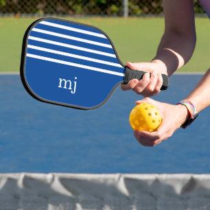 Raquette De Pickleball Bleu et blanc sportif avec Monogramme