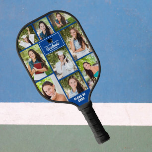 Raquette De Pickleball Bleu Graduate Photo Collage personnalisé Graduatio