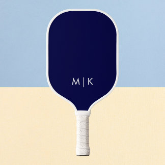 Raquette De Pickleball Bleu Nuit et Blanc | Monogramme Moderne