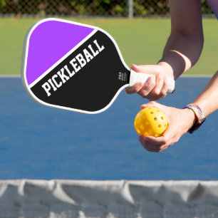 Raquette De Pickleball Bloc de couleur noir brillant violet moderne