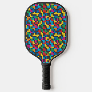 Raquette De Pickleball Blocs Rétro Tetris Motif Sans Couture
