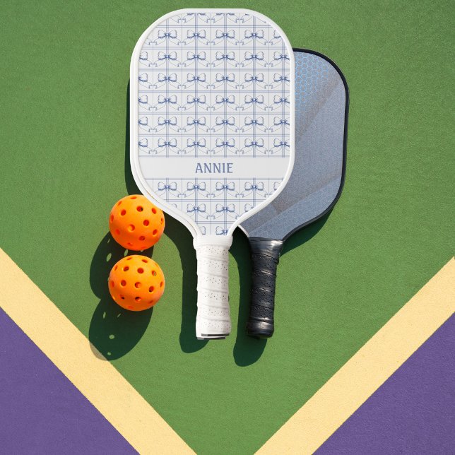 Raquette De Pickleball Blue Bow Coquette Chinoiserie Pickleball Paddle (Créateur téléchargé)