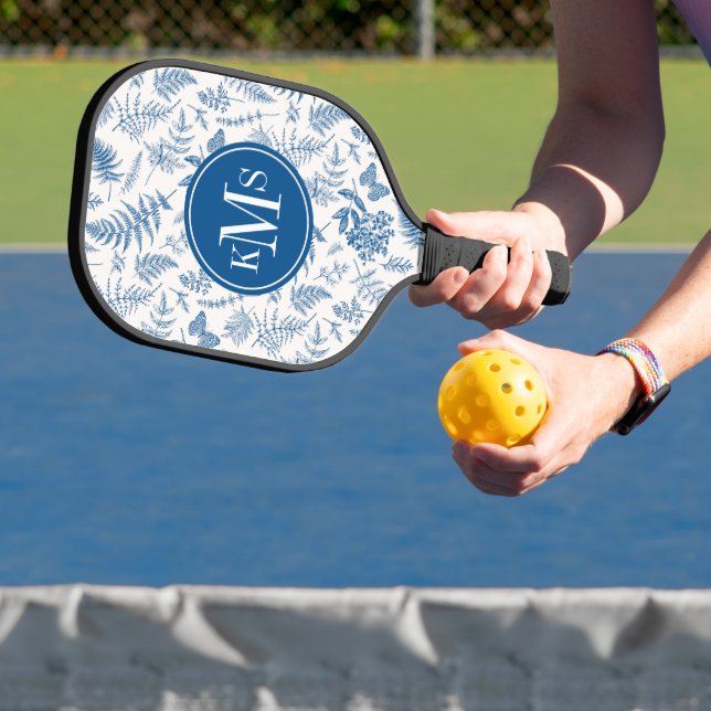Raquette De Pickleball Blue Garden Butterfly & Floral Garden Motif (Insitu)