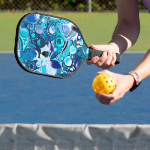 Raquette De Pickleball Blue Sea bulles Art Abstrait