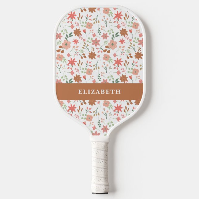 Raquette De Pickleball Boho Floral Terracotta Modern Personalized (Recto)