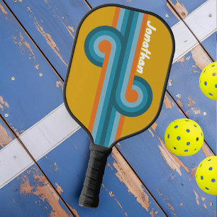 Raquette De Pickleball Boucle rayée rétro avec nom