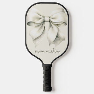 Raquette De Pickleball Boue Blanche tendance personnalisée avec le nom Mo