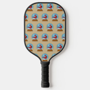 Raquette De Pickleball Boule à neige avec un cardinal rouge mignon