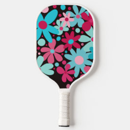 Raquette De Pickleball Boule de pickleball Abstraite, funky rose & bleu f