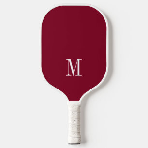 Raquette De Pickleball Bourgogne et blanc minimaliste   Monogramme modern