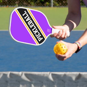 Raquette De Pickleball Bright Violet Noir Jaune Diagonal Stripes De Cours