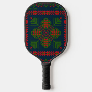 Raquette De Pickleball Broderie palestinienne Tatreez rouge vert 5 Motif