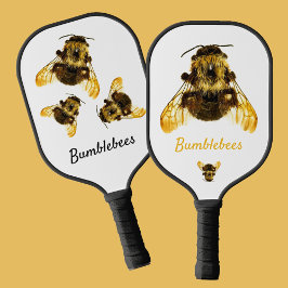 Raquette De Pickleball Bumblebees Photographie Jaune Noir et Blanc