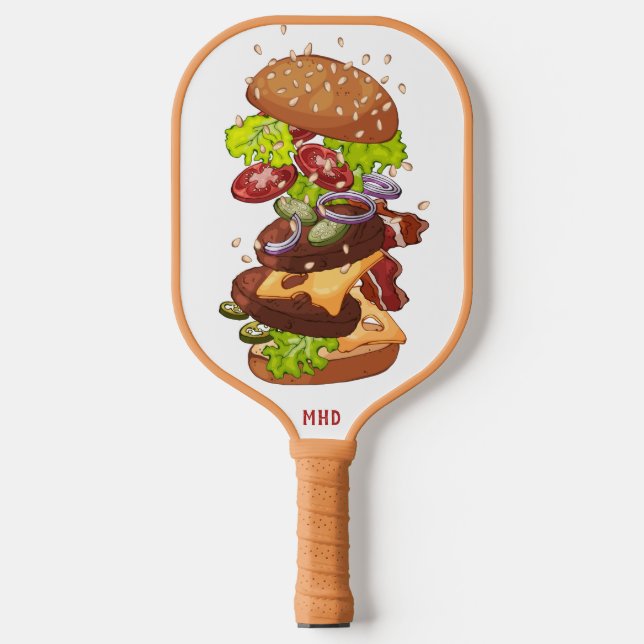 Raquette De Pickleball Burger monogramme personnalisé (Recto)
