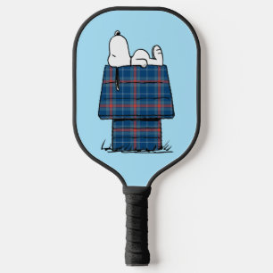 Raquette De Pickleball cacahuètes   Snoopy Plaid Flannel Holiday Dog Hous
