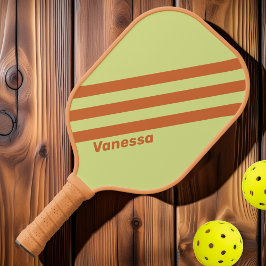 Raquette De Pickleball Cactus du désert rétro Trois bandes avec nom