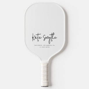 Raquette De Pickleball Calligraphie de script minimaliste Chic personnali
