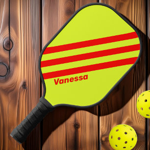 Raquette De Pickleball Camion de pompiers rétro trois bandes avec nom